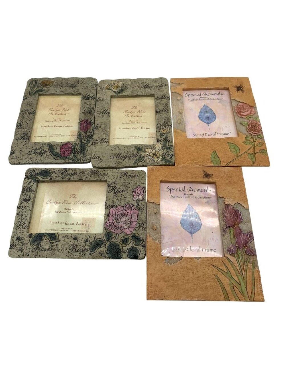 Lot of 5 Floral Resin Picture Frames Evelyn Rose Special Moments Cottage Rose